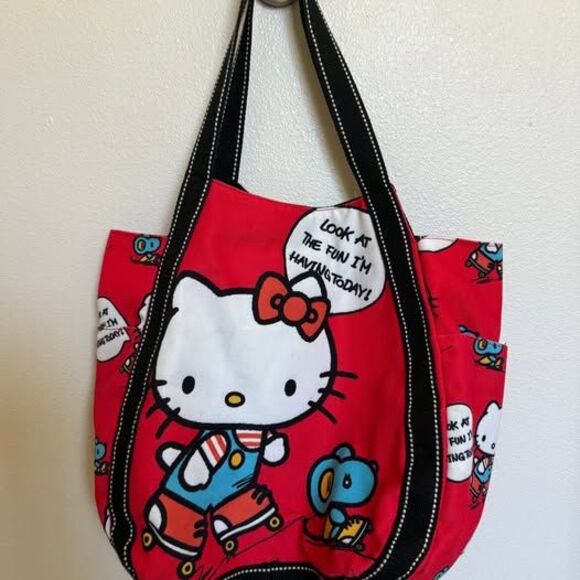 Hello Kitty Tote Bag – Red Roller Skating Design – Sanrio Shoulder Bag - Picture 1 of 10